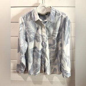 AUTOGRAPH M&S Blue Feather Print Blouse – Size EUR 46
